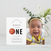 スポーツフォトバスケットボール1st誕生日パーティー 招待状 (スタンド正面)