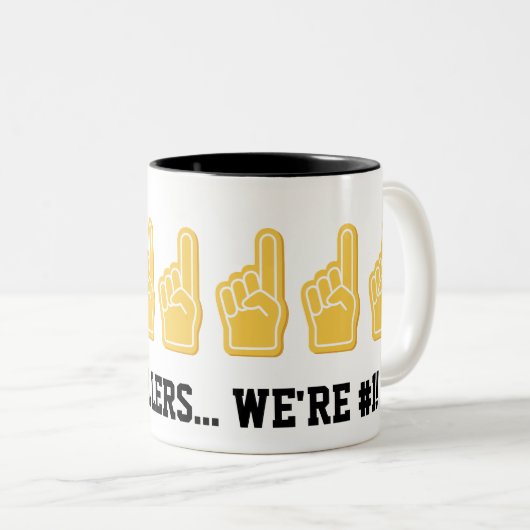 スポーツフォームハンドフィンガースクールイニシャル名おもしろいT ツートーンマグカップ (正面右)