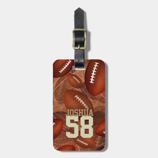 スポーツフットボールは名前のジャージー番号をパターン化する ラゲッジタグ (正面縦)