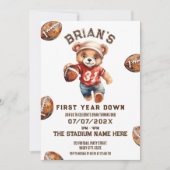 スポーツフットボール1年ダウン少年1歳誕生日 招待状 (正面)