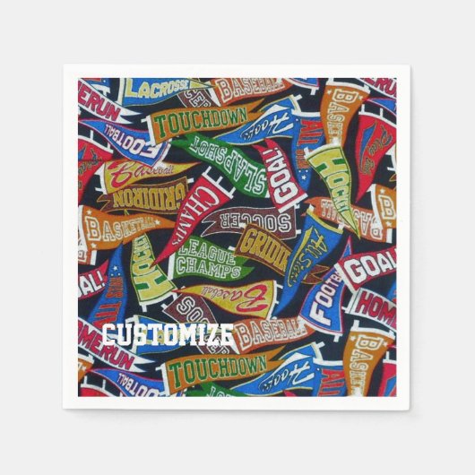 スポーツフパーソナライズされたァンペナントパターンナプキン スタンダードカクテルナプキン (正面)