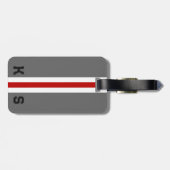 スポーツブライトレッドグレーストライプの&ホワイト ラゲッジタグ (裏面横)