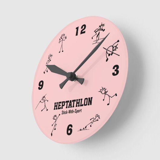 スポーツヘプタスロン時計軌道とフィールドとスティック ラウンド壁時計 (傾斜)