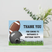 スポーツヘルメット/ボール/グラスサッカー誕生日パーティー サンキューカード (スタンド正面)