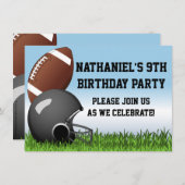スポーツヘルメット/ボール/グラスサッカー誕生日パーティー 招待状 (正面/裏面)