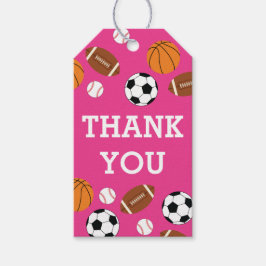 スポーツベビーシャワーピンクの女の子 ギフトタグ