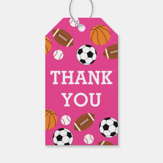 スポーツベビーシャワーピンクの女の子 ギフトタグ (正面)