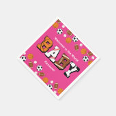 スポーツベビーシャワーピンクの女の子 スタンダードカクテルナプキン (角)
