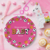 スポーツベビーシャワーピンクの女の子 ペーパープレート (パーティー)