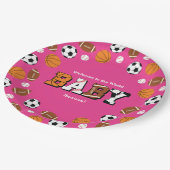 スポーツベビーシャワーピンクの女の子 ペーパープレート (アングル)