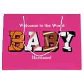 スポーツベビーシャワーピンクの女の子 ラージペーパーバッグ (正面)