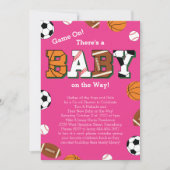 スポーツベビーシャワーピンクの女の子 招待状 (正面)