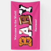 スポーツベビーシャワーピンクの女の子 横断幕 (縦)