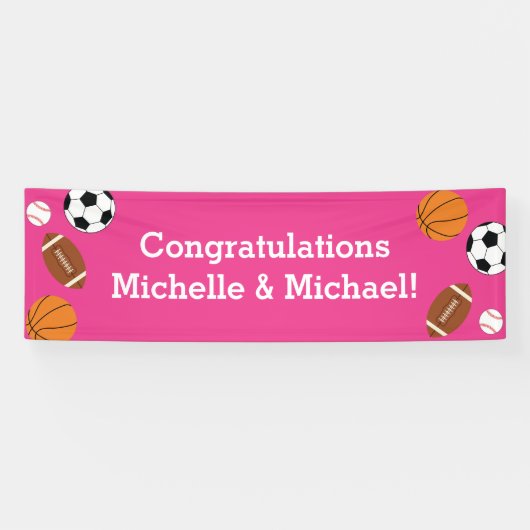 スポーツベビーシャワーピンクの女の子 横断幕 (横)