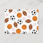 スポーツベビーシャワー共同テーマボーイブルー エンクロージャーカード (裏面)