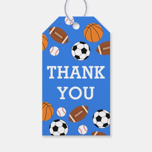 スポーツベビーシャワー共同テーマボーイブルー ギフトタグ (正面)