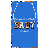 スポーツベビーシャワー共同テーマボーイブルー スモールペーパーバッグ (裏面)