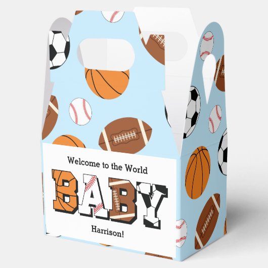 スポーツベビーシャワー共同テーマボーイブルー フェイバーボックス (オープン)