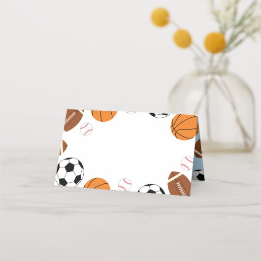 スポーツベビーシャワー共同テーマボーイブルー プレイスカード (正面)