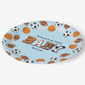 スポーツベビーシャワー共同テーマボーイブルー ペーパープレート (アングル)