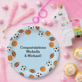 スポーツベビーシャワー共同テーマボーイブルー ペーパープレート (パーティー)