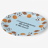 スポーツベビーシャワー共同テーマボーイブルー ペーパープレート (アングル)