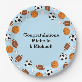 スポーツベビーシャワー共同テーマボーイブルー ペーパープレート