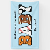 スポーツベビーシャワー共同テーマボーイブルー 横断幕 (縦)