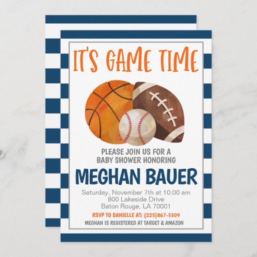 スポーツベビーシャワー招待状 招待状 (正面/裏面)