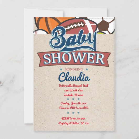 スポーツベビーシャワー招待状 招待状 (正面)