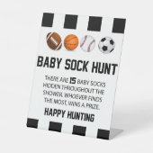 スポーツベビー靴下狩りベビーシャワーゲームサイン 台座サイン (正面)
