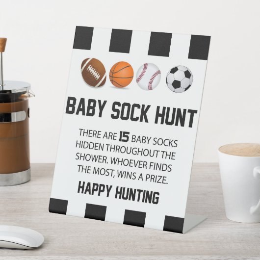 スポーツベビー靴下狩りベビーシャワーゲームサイン 台座サイン (インサイチュ)
