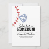 スポーツベースボールホームラングリッターブライダルシャワー 招待状 (正面)