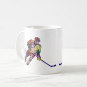 スポーツホッケープレーヤーカラフル コーヒーマグカップ (正面左)