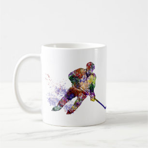 スポーツホッケープレーヤーカラフル コーヒーマグカップ