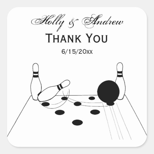 スポーツボーリングボールとピン スクエアシール (正面)