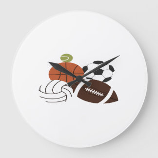 スポーツボールイラストレーション ラージ壁時計