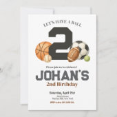 スポーツボールキッズ2nd誕生日パーティー 招待状 (正面)
