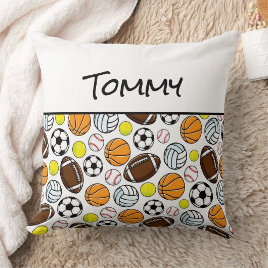 スポーツボールキッズNAMEベッドルームデコーキープサケおもしろい クッション (ブランケット)