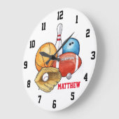 スポーツボールパーソナライズされた壁時計 ラージ壁時計 (傾斜)