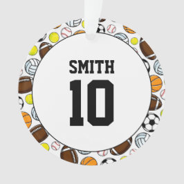 スポーツボールプレイヤー名番号子供おもしろい オーナメント