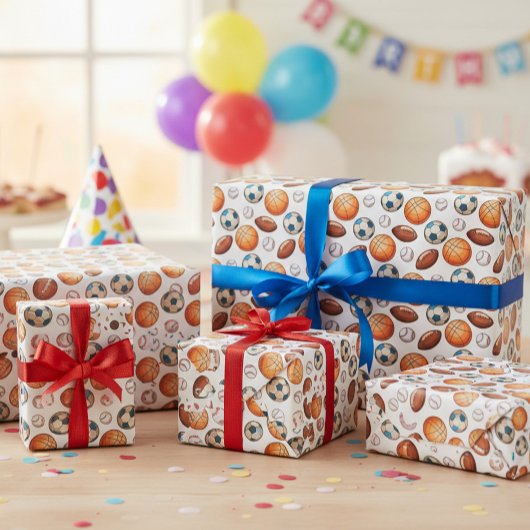 スポーツボールラッピング紙 – バスケットボール，サッカー， A ラッピングペーパー