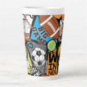 スポーツボール柄 カフェラテマグ (正面)