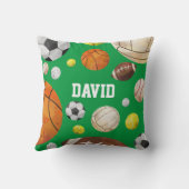 スポーツボール男の赤ちゃん名Greenパーソナライズされた クッション (裏面)