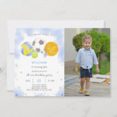 スポーツボール誕生日招待状付き写真付き 招待状 (正面)