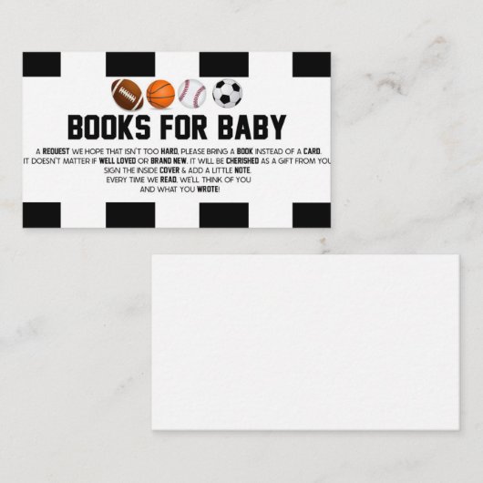 スポーツボール赤ちゃんシャワーベビー用ブック エンクロージャーカード (正面/裏面)