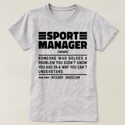 スポーツマネージャ名詞定義管理ディレクター Tシャツ (デザイン正面)