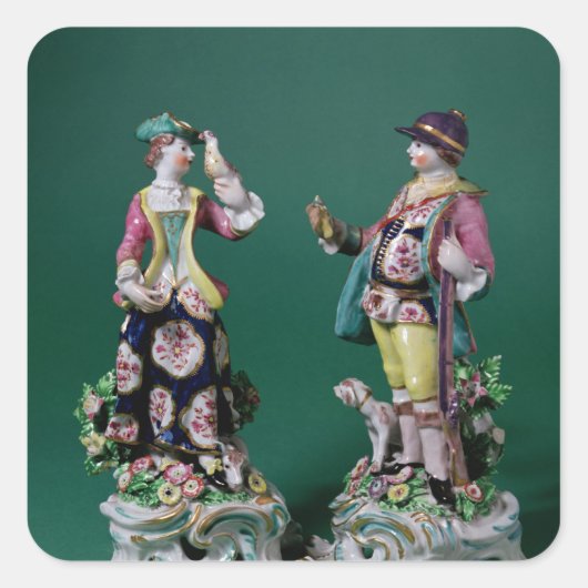 スポーツマンの弓姿ペア スクエアシール (正面)