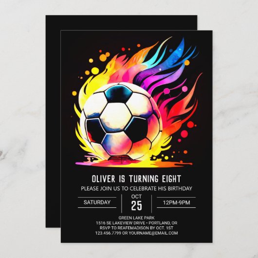 スポーツモダン印刷可能子供の誕生日 招待状 (正面/裏面)