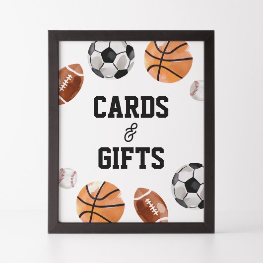 スポーツモダン子供の誕生日カードとギフトのサイン ポスター